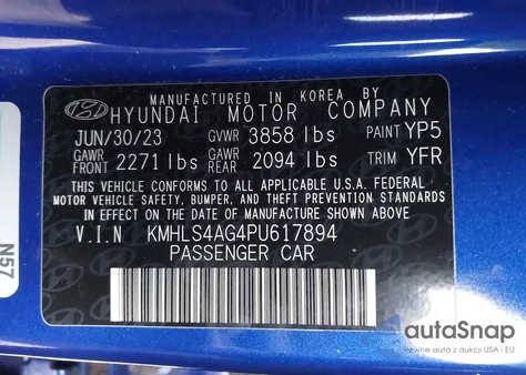 2023 Hyundai Elantra Sel z USA, uszkodzony, nr VIN KMHLS4AG4PU617894